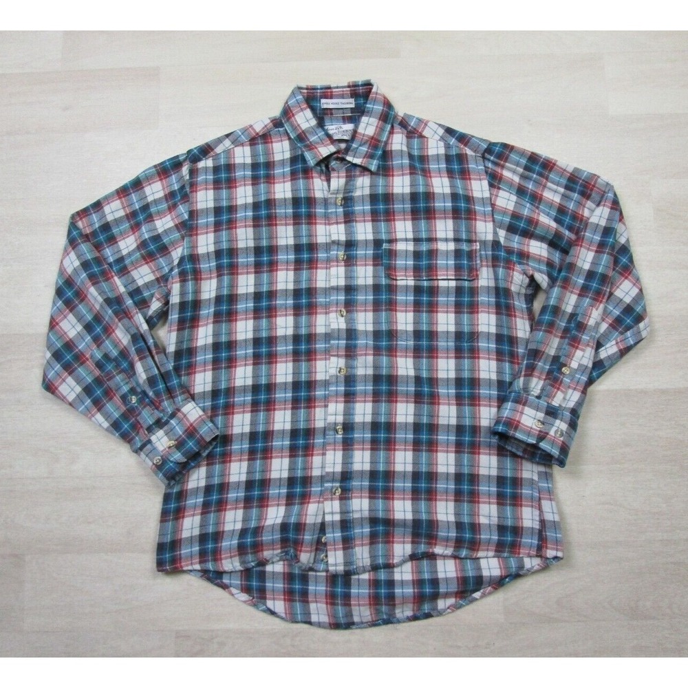 Vintage Sears‎ Roebuck Flannel Shirt Men's Medium (M) Plaid Check Wool Blend